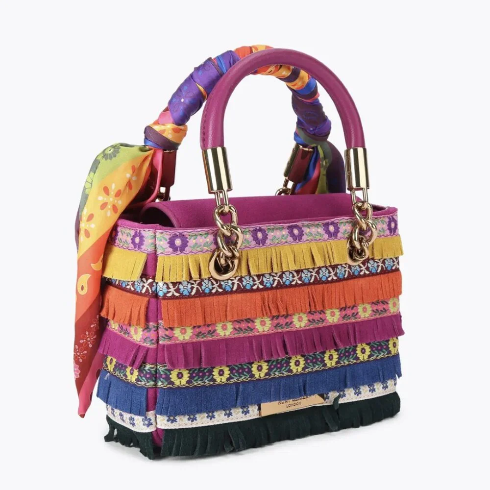 NEW Kurt Geiger London Mini Kensington Embroidered Fringe Eagle Bag Purse NWT - Picture 4 of 6